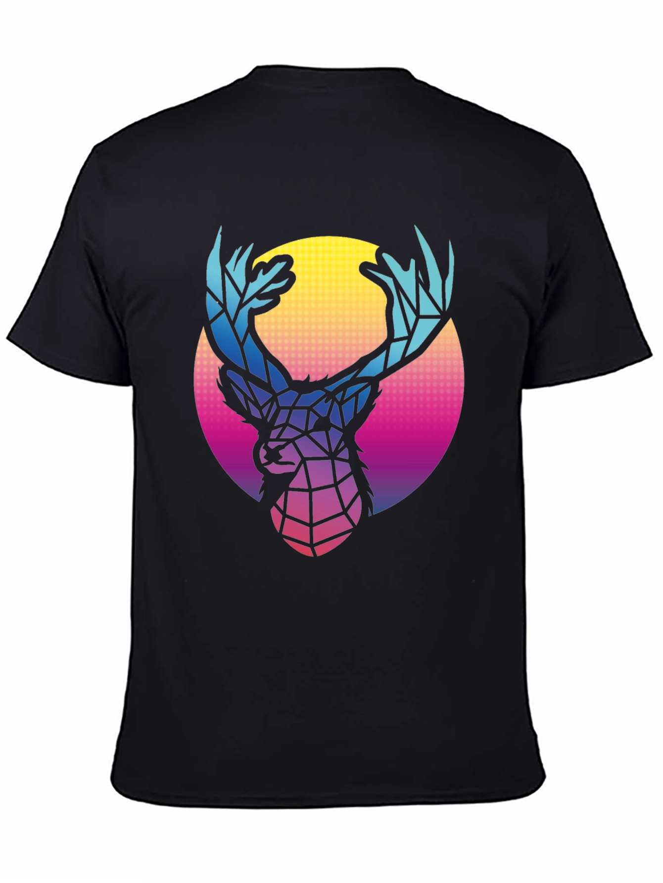 Geometric Deer Graphic Tee - Retro Style