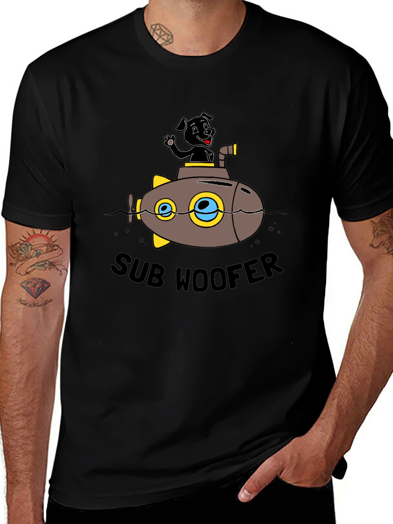 Sub Woofer Graphic Black T-Shirt
