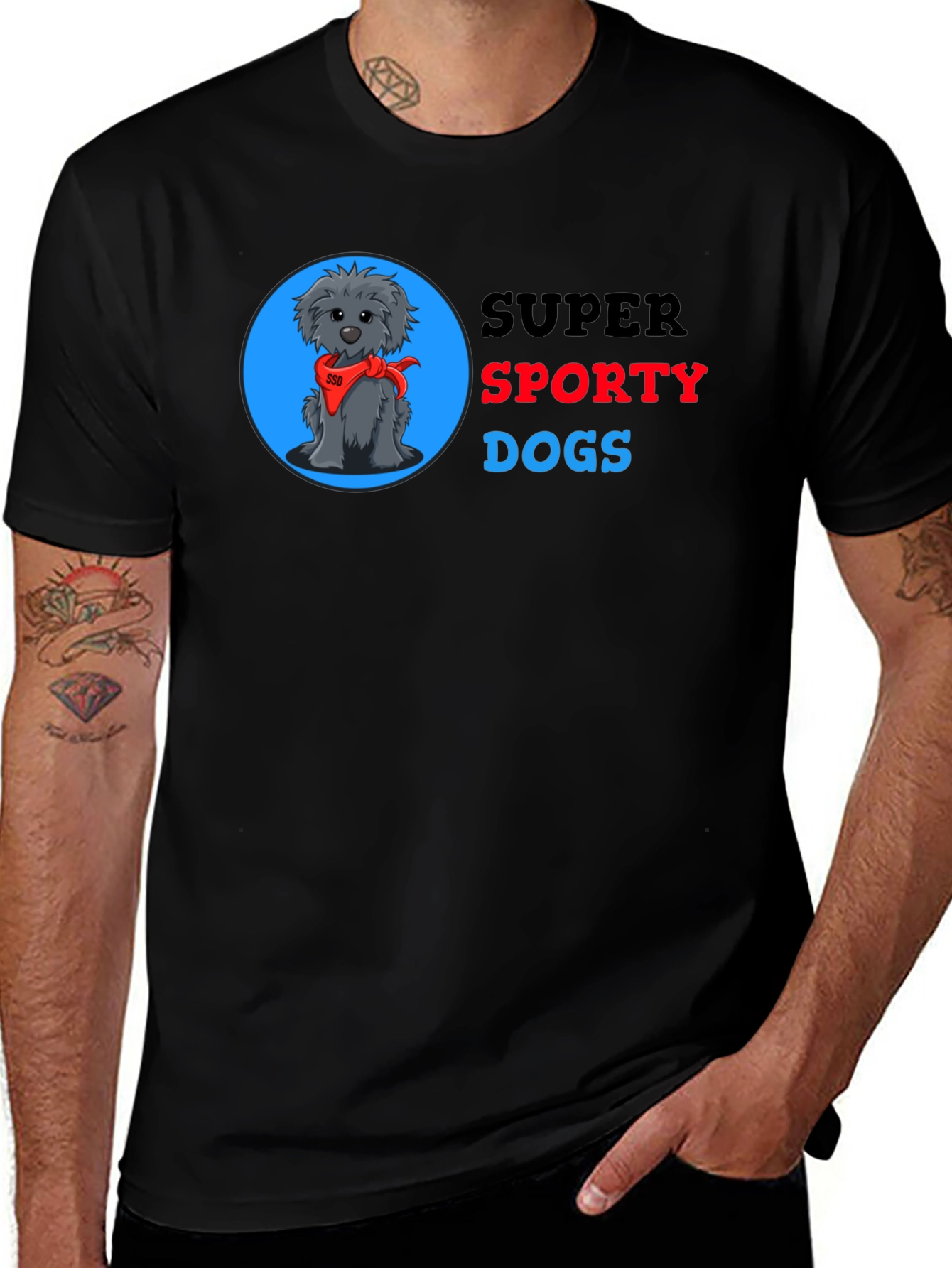 Super Sporty Dogs Black T-Shirt