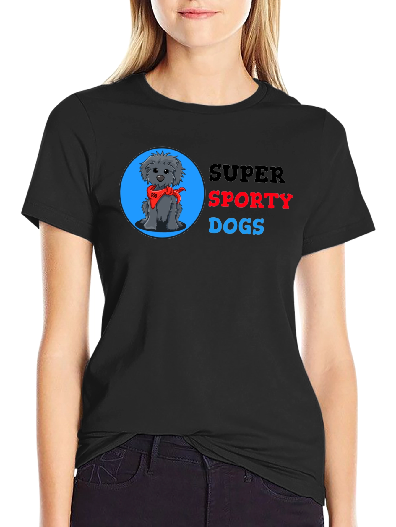 Super Sporty Dogs Black T-Shirt