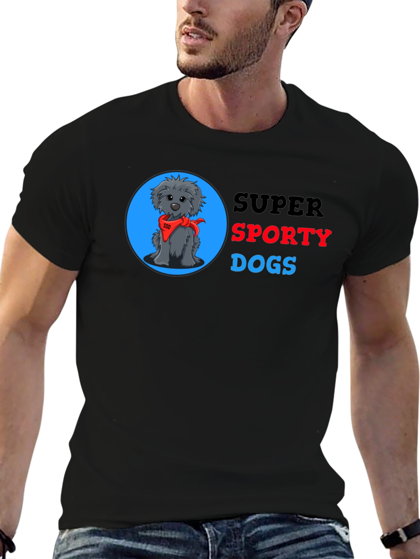 Super Sporty Dogs Black T-Shirt