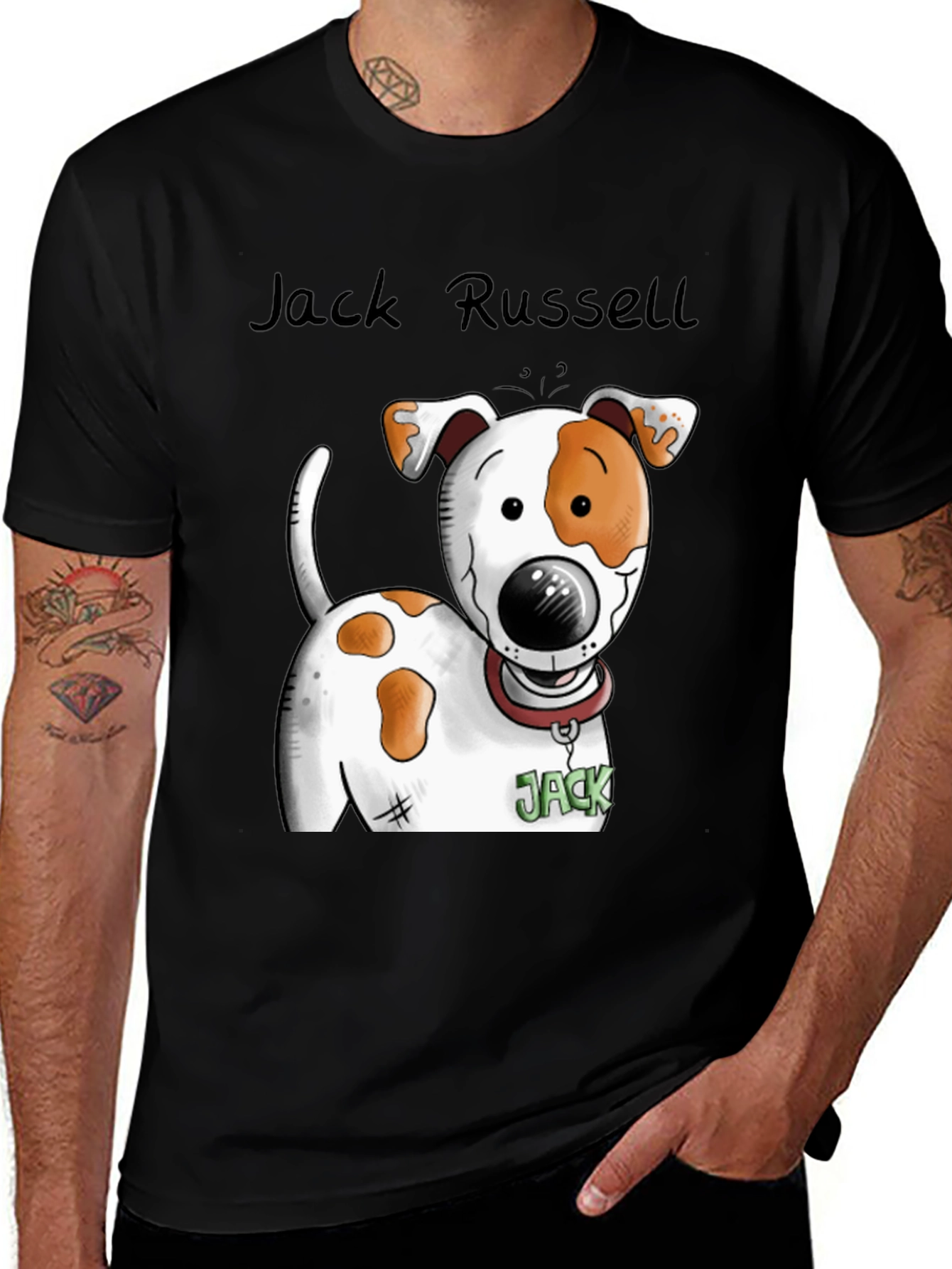 Jack Russell Dog Graphic T-Shirt - Black