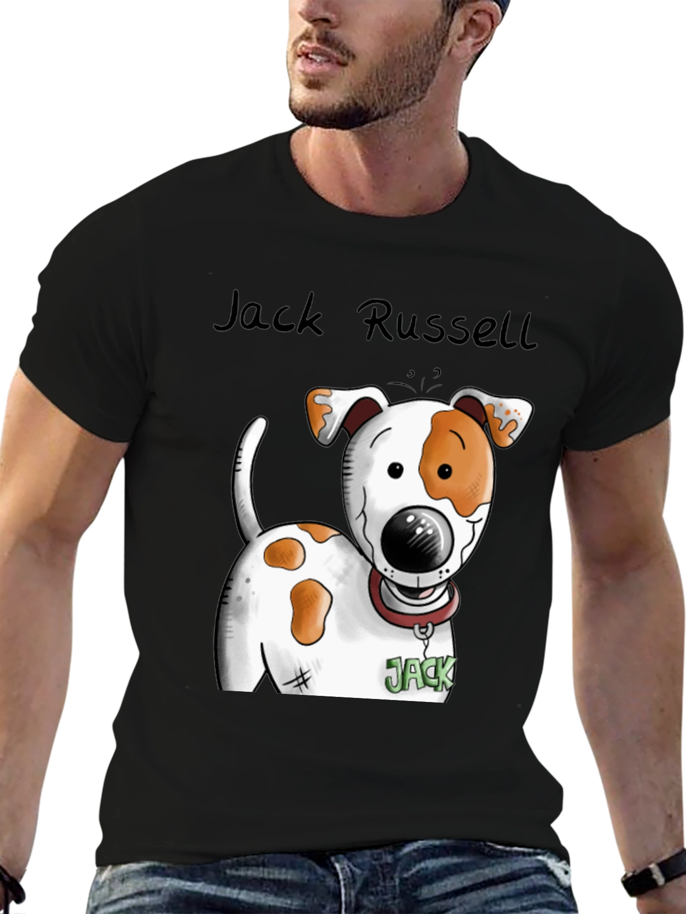 Jack Russell Dog Graphic T-Shirt - Black