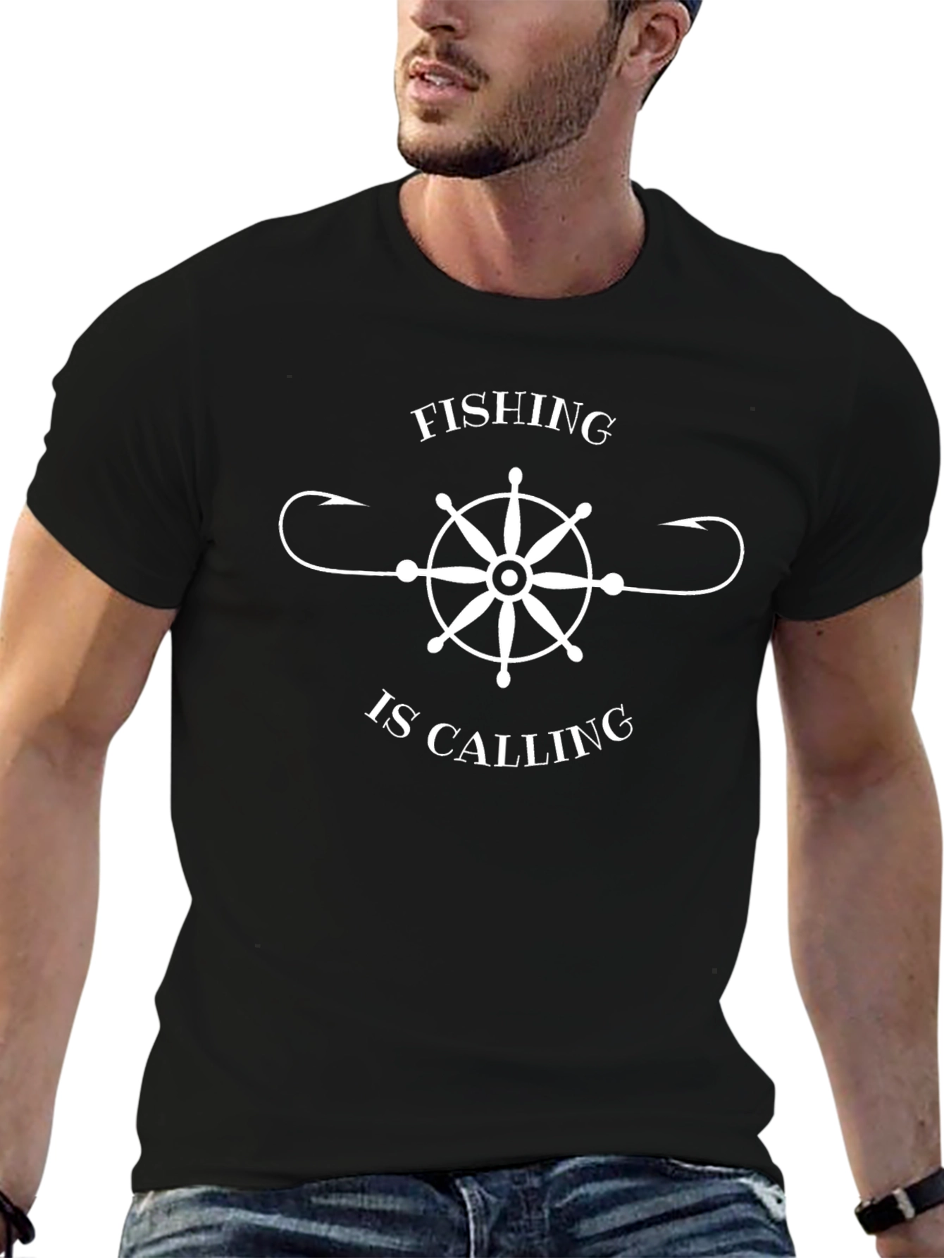 Fishing is Calling T-Shirt - Black Graphic Tee