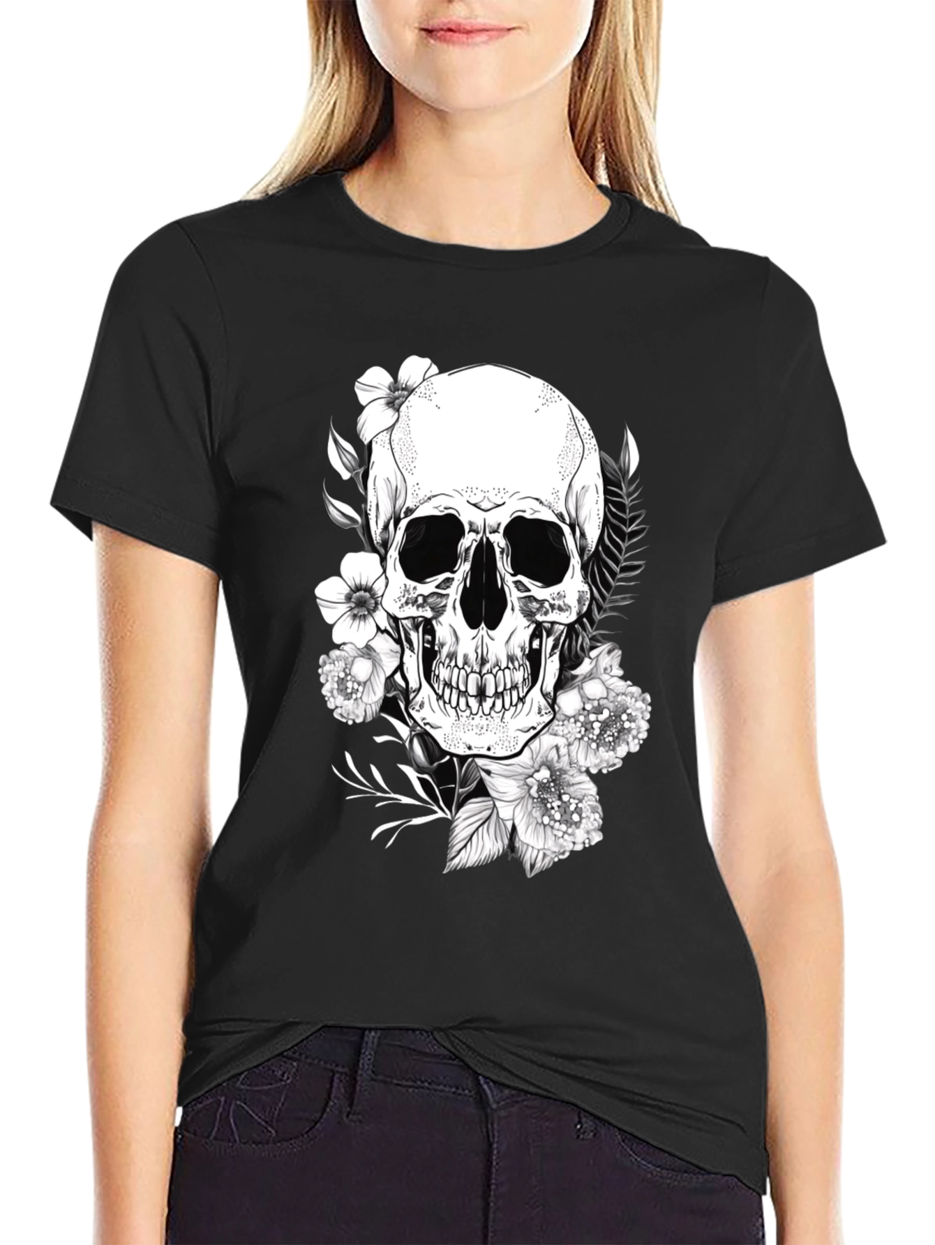 Skull & Floral Graphic Tee