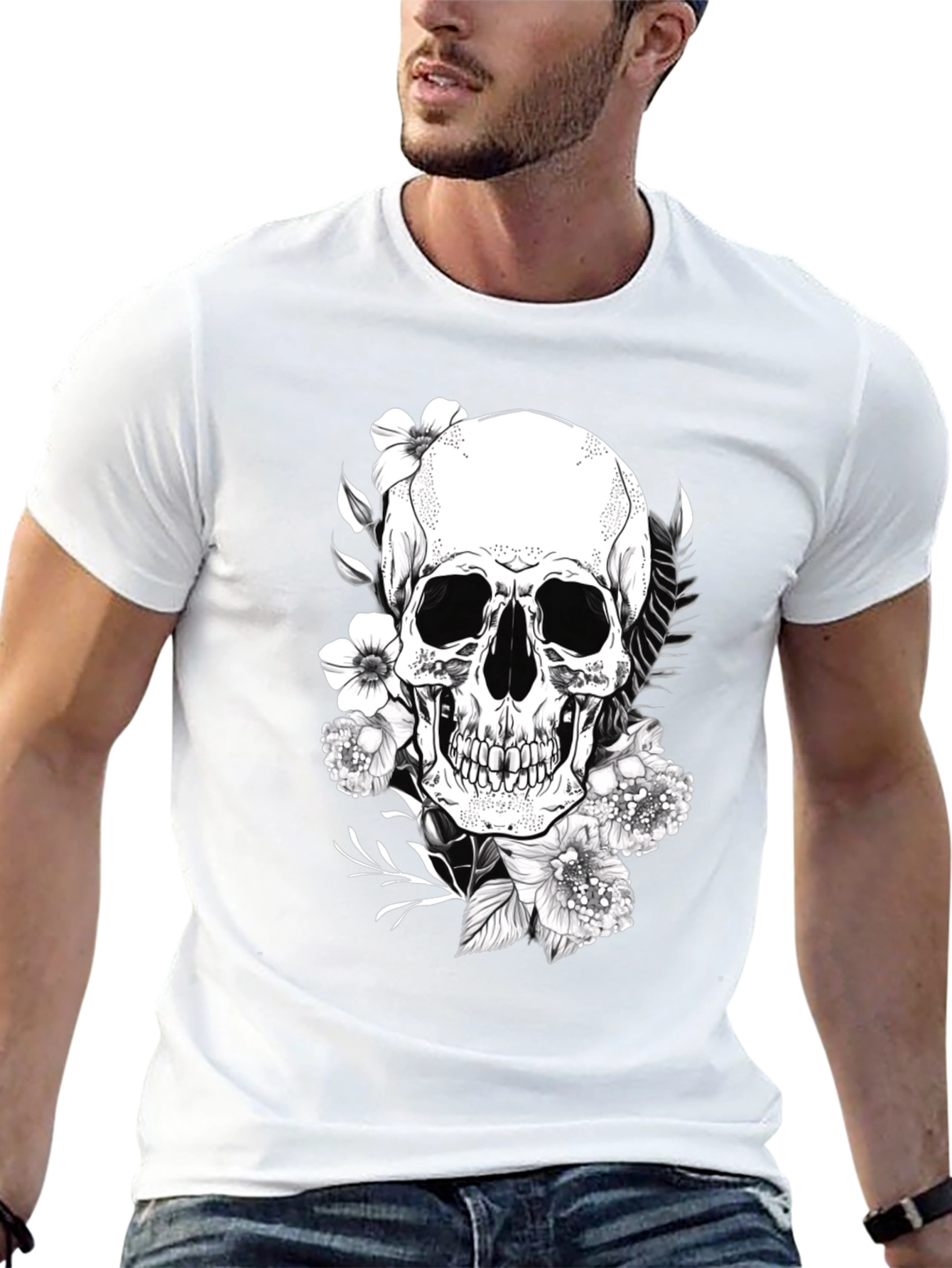 Skull & Floral Graphic Tee