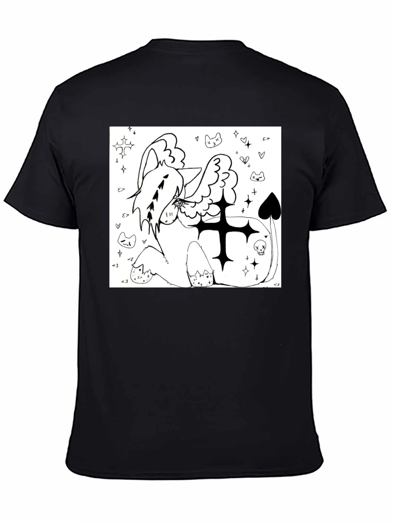 Whimsical Graphic Tee - Black
