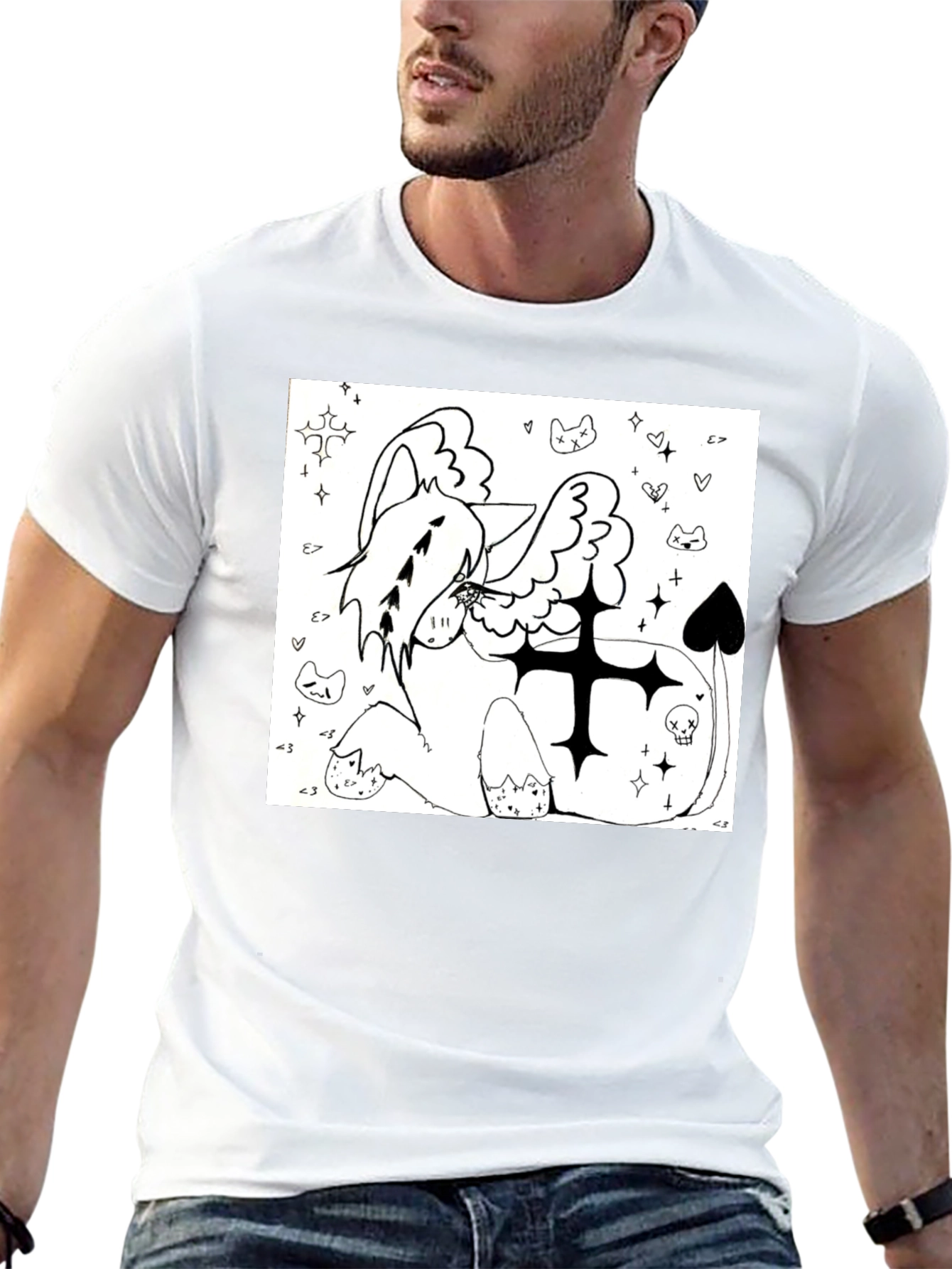 Whimsical Graphic Tee - Black