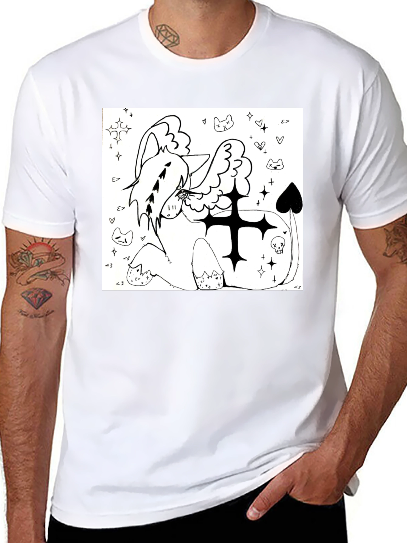Whimsical Graphic Tee - Black