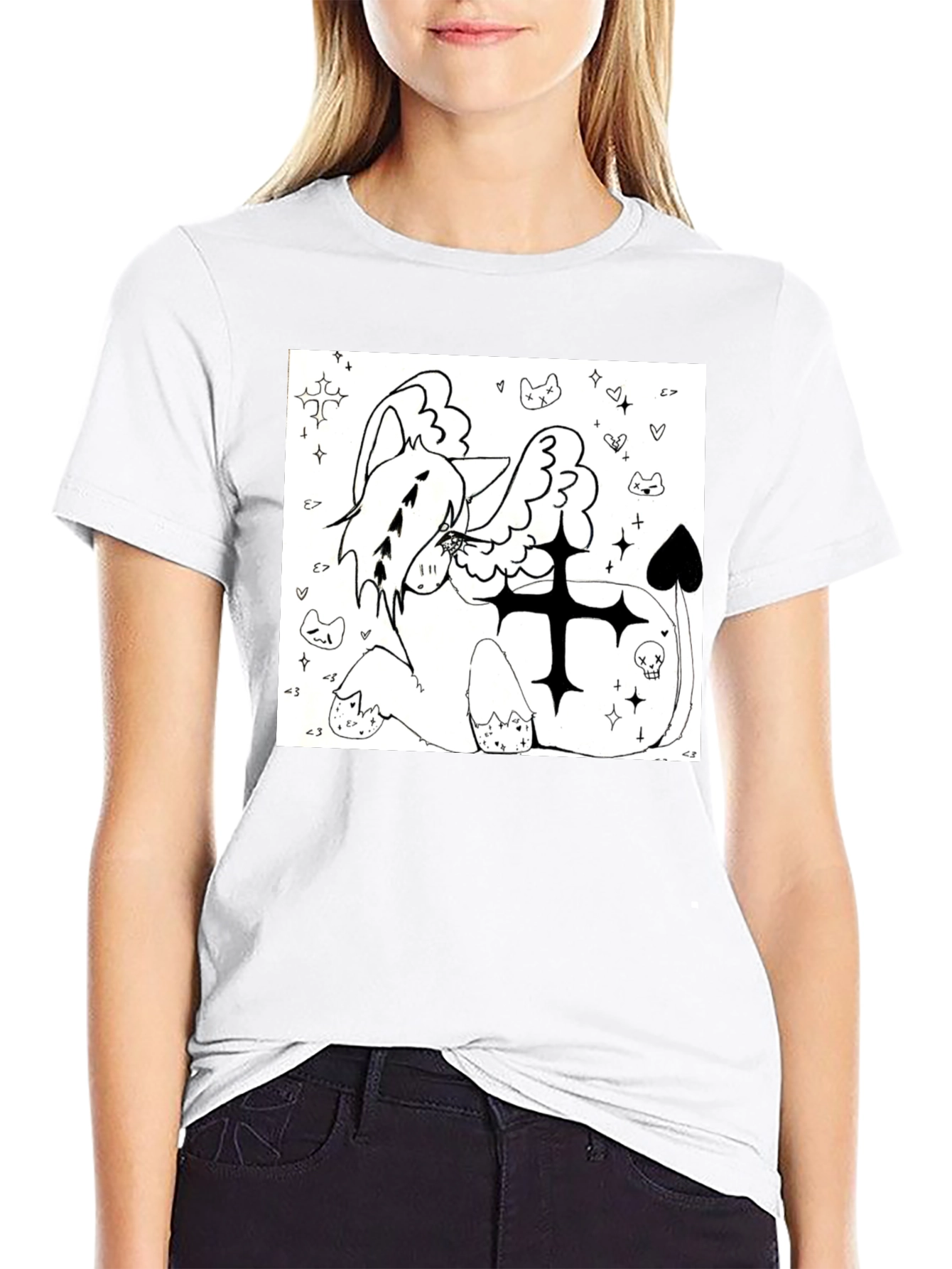 Whimsical Graphic Tee - Black