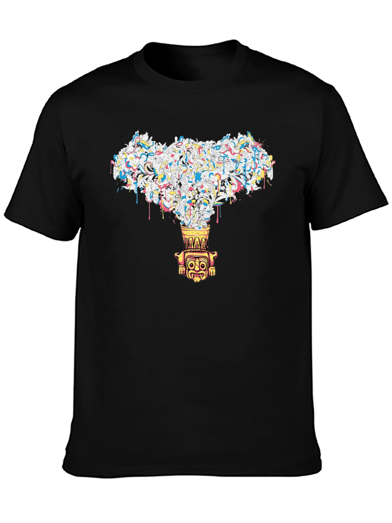 Abstract Tiki Graphic Black Tee