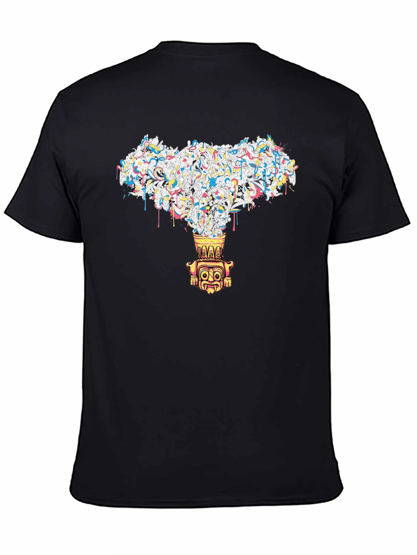 Abstract Tiki Graphic Black Tee