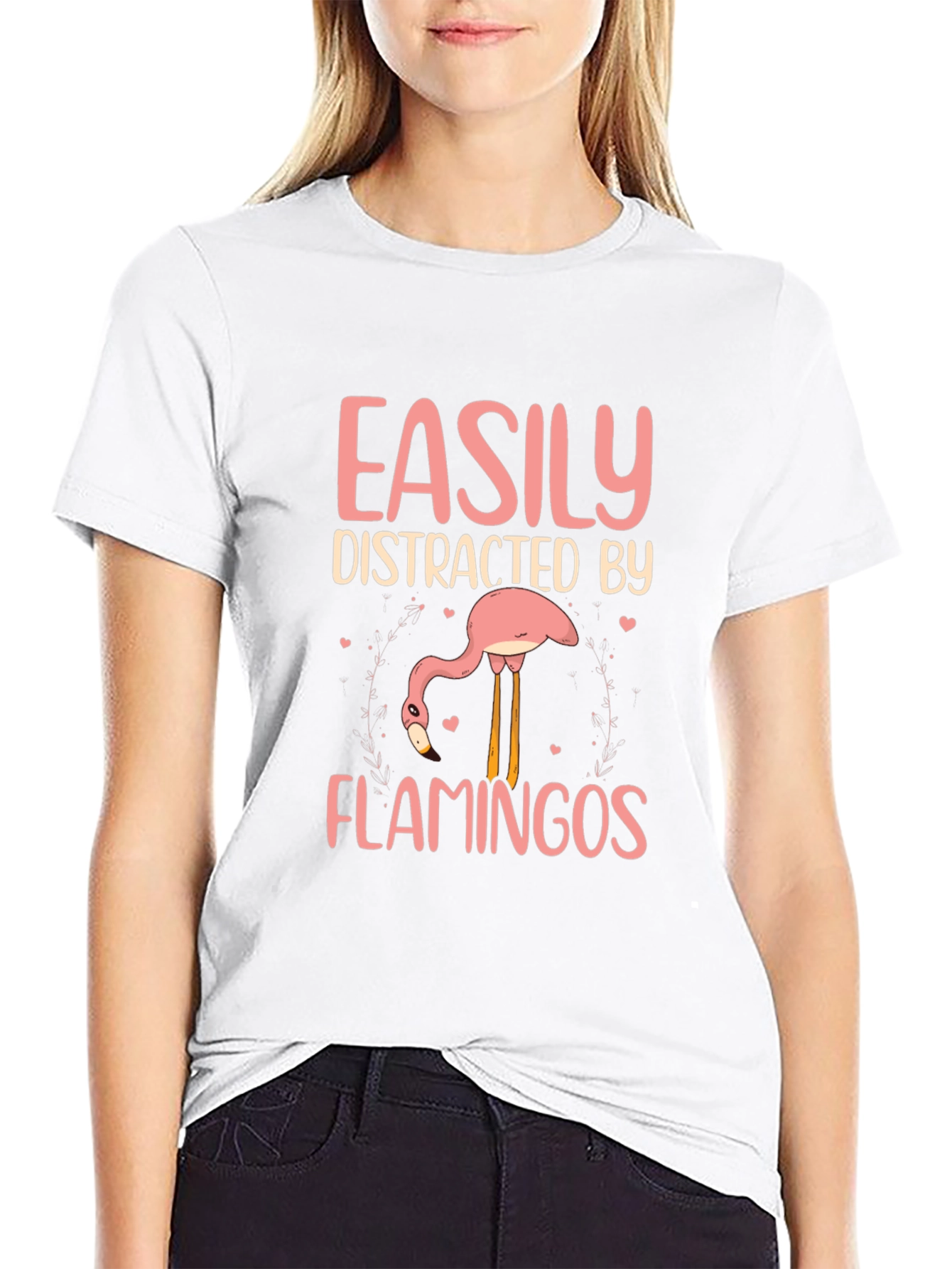 Easily Distracted by Flamingos Graphic T-Shirt