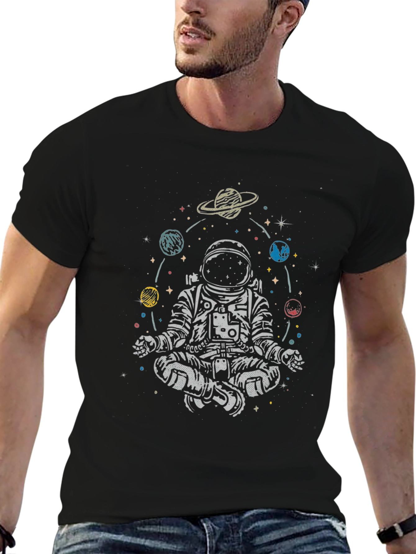 Astronaut Meditating Space T-Shirt - Relax in Style!