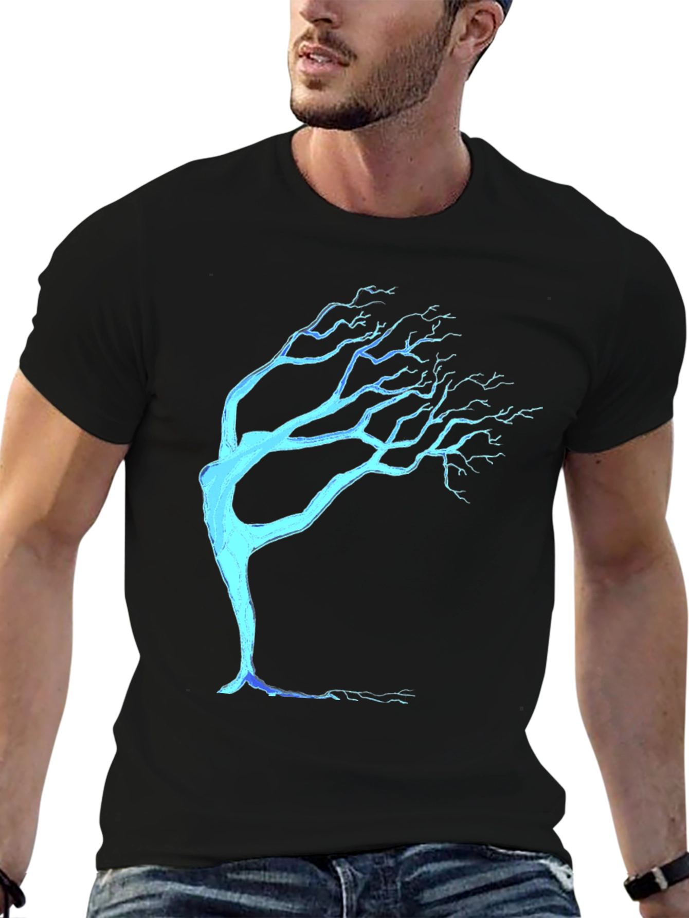 Abstract Tree Graphic Tee - Modern Casual Style