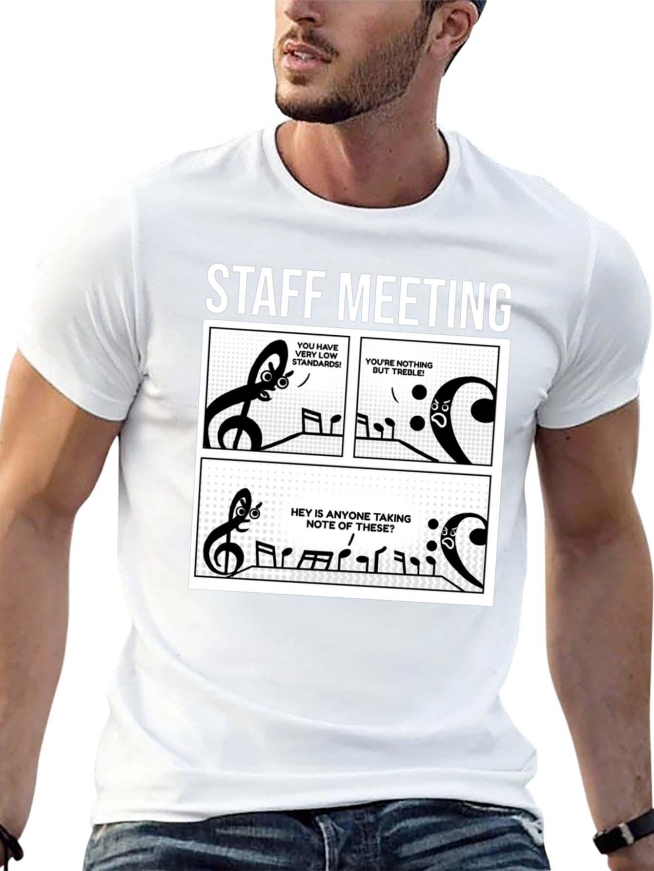 Music Staff Meeting T-Shirt - Treble Humor