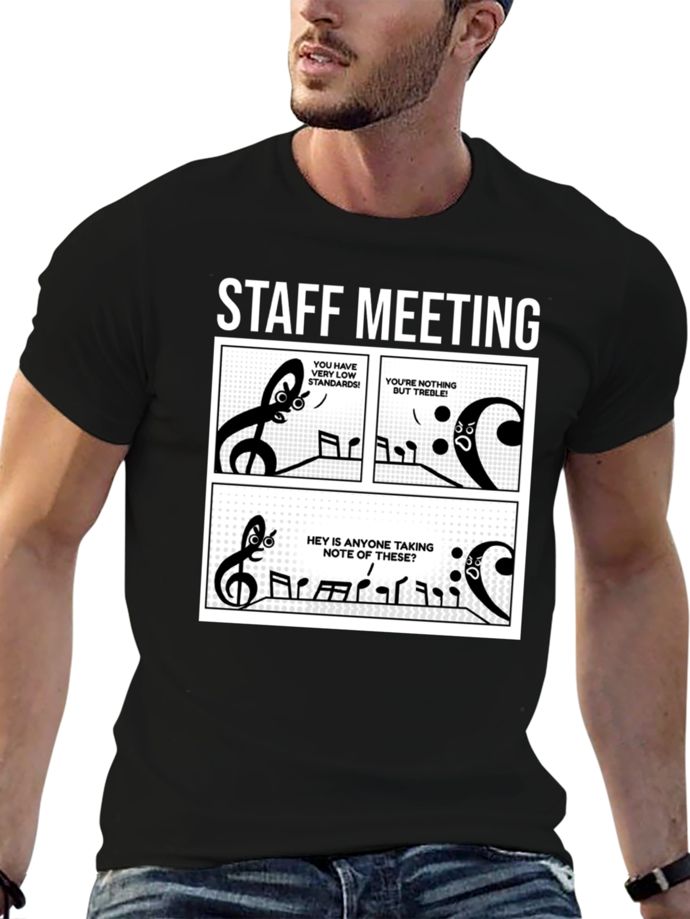 Music Staff Meeting T-Shirt - Treble Humor