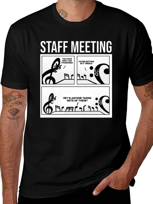 Music Staff Meeting T-Shirt - Treble Humor