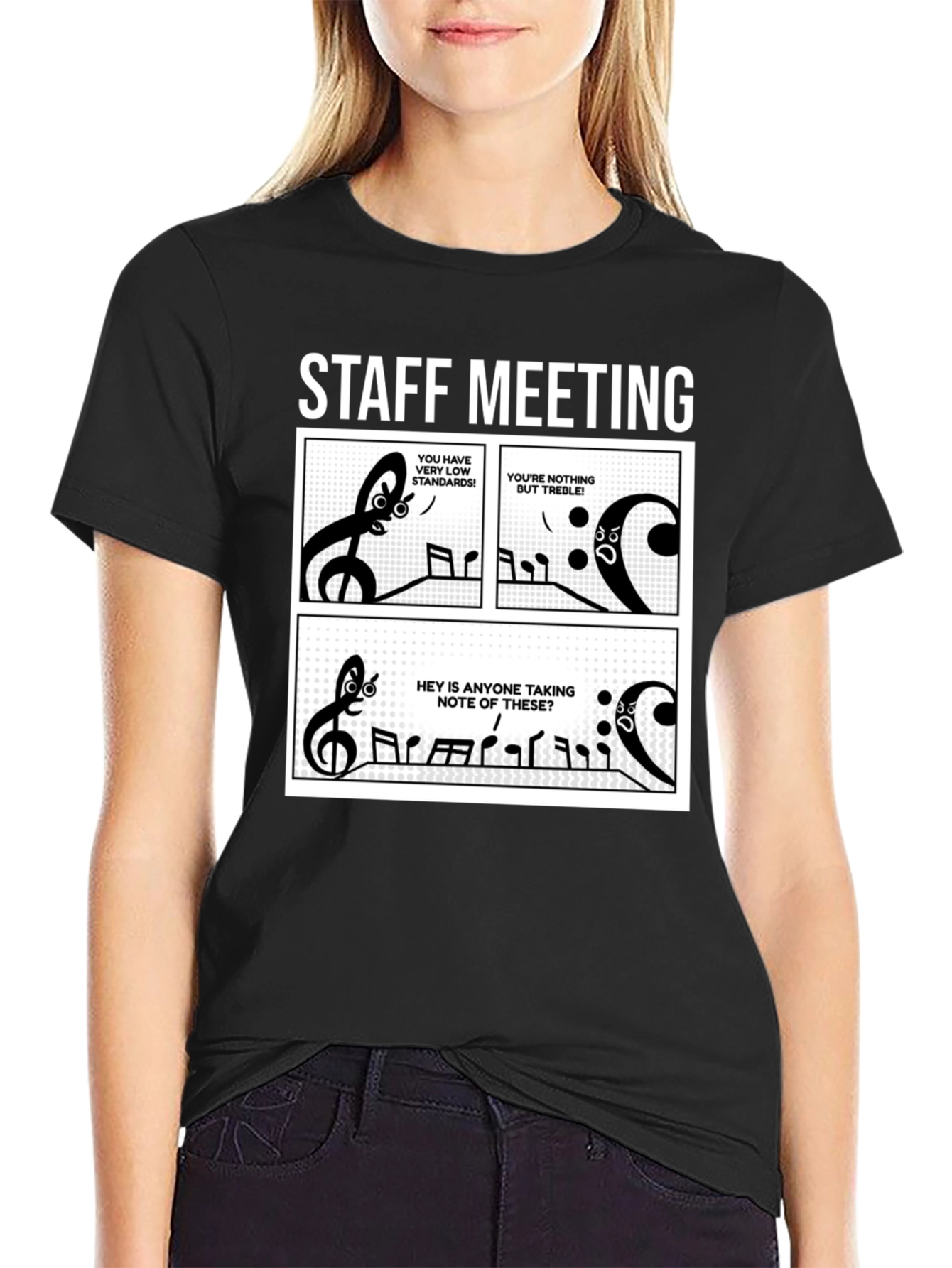 Music Staff Meeting T-Shirt - Treble Humor