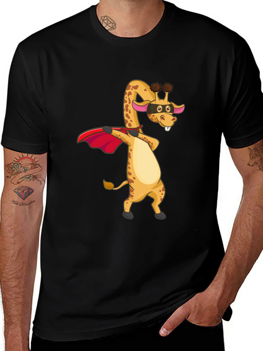 Superhero Giraffe Mens Black T-Shirt