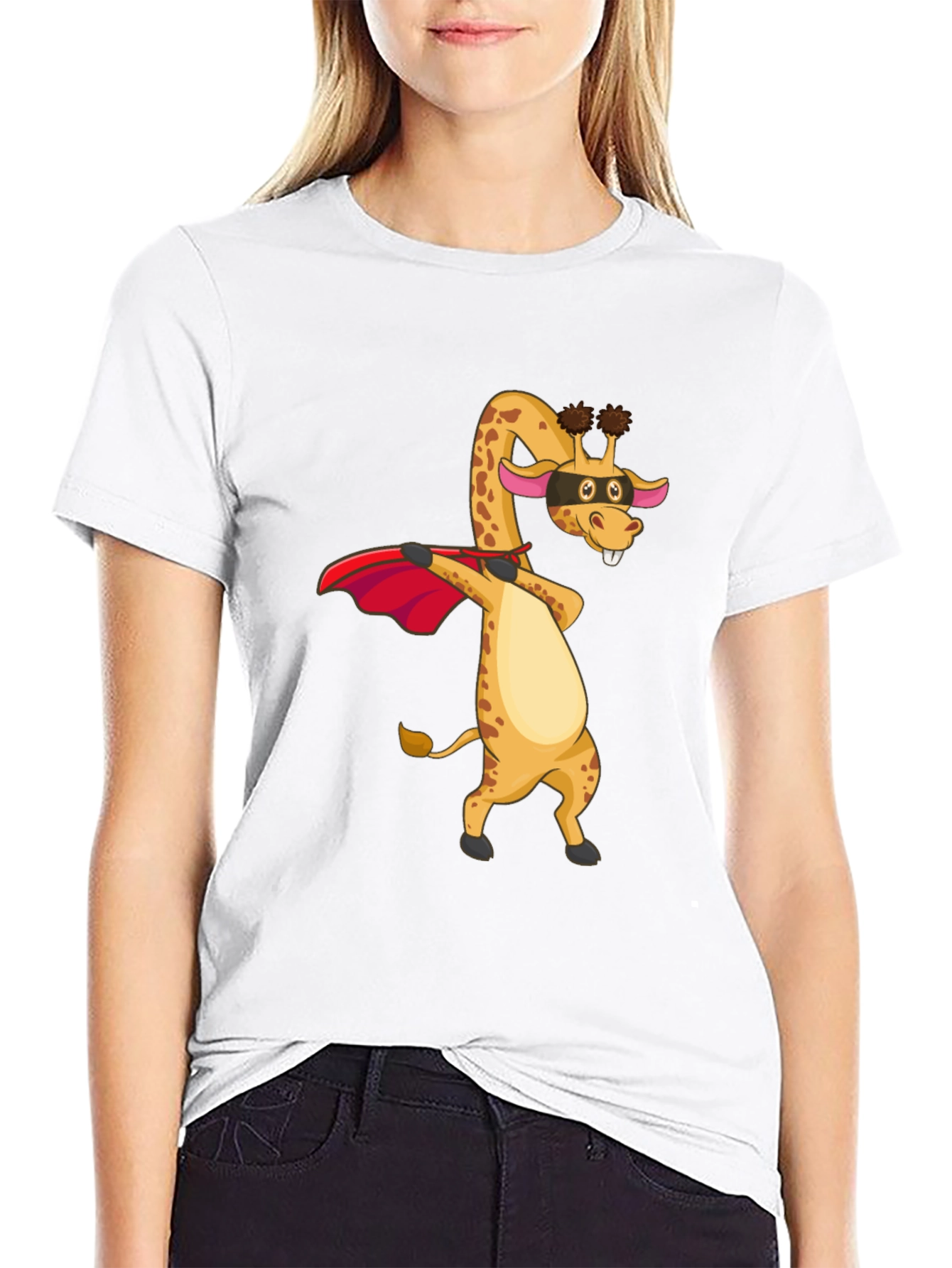 Superhero Giraffe Mens Black T-Shirt