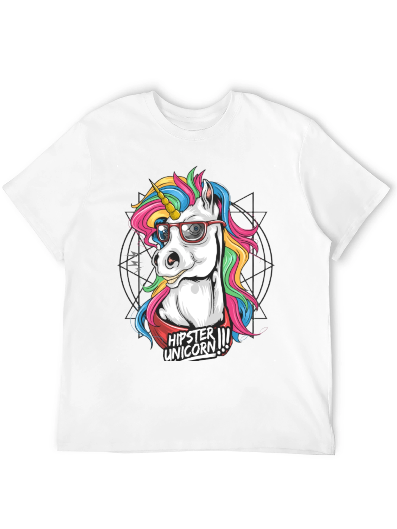 Hipster Unicorn Graphic T-Shirt - Black