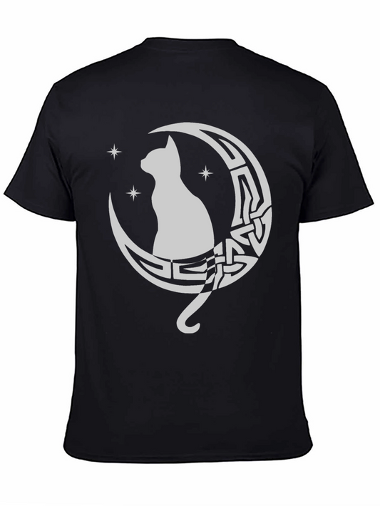 Cat on Moon Celtic Knot T-Shirt