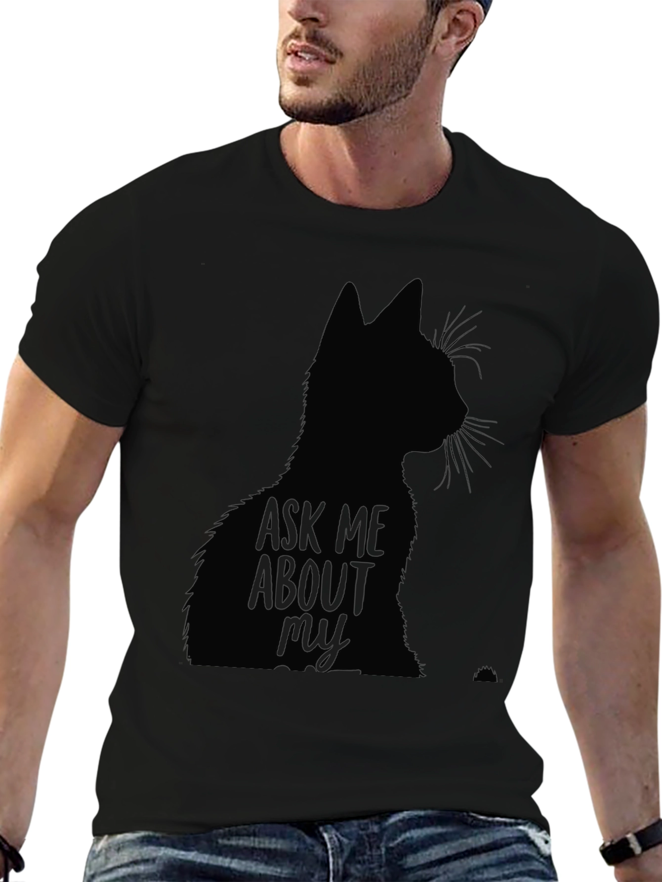 Ask Me About My Cat Black T-Shirt