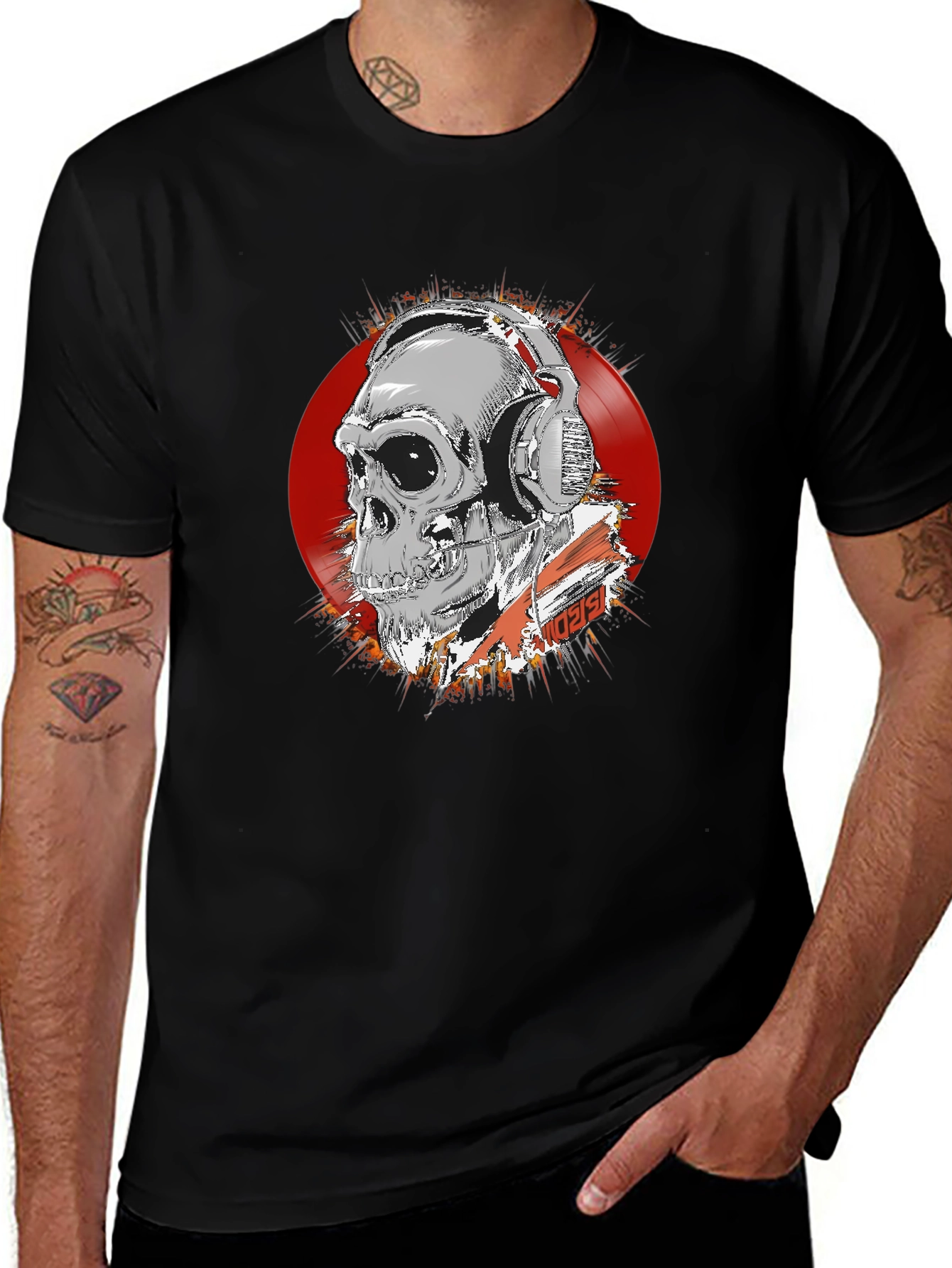 Skull DJ Graphic Tee - Dark Style
