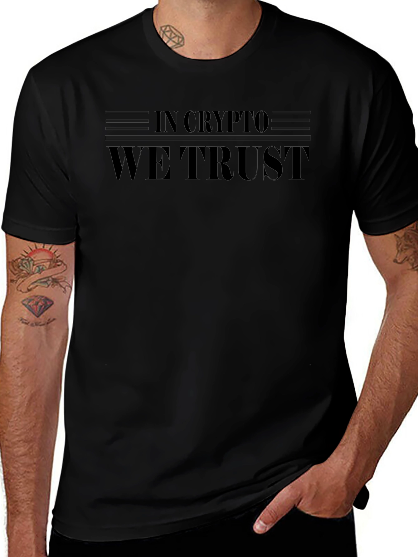 In Crypto We Trust Black Graphic Tee Shirt