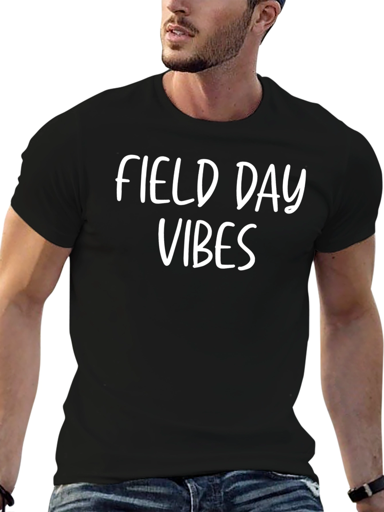 Field Day Vibes Graphic Tee - Casual Black T-Shirt