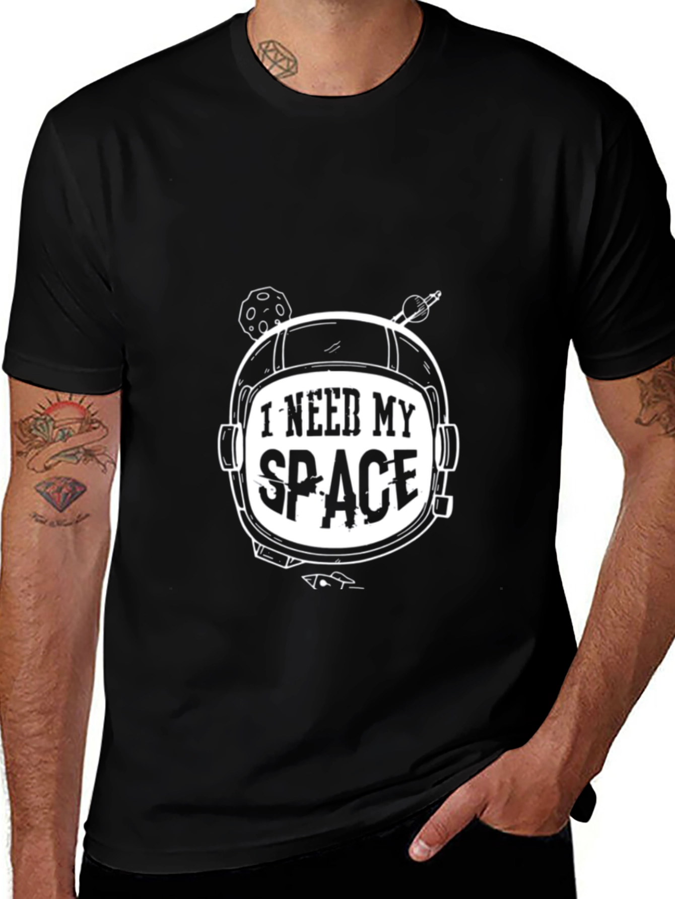 I Need My Space Astronaut Helmet Graphic T-Shirt