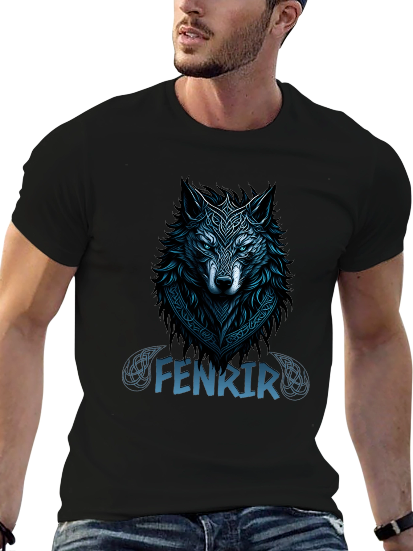 Fenrir Wolf Graphic T-Shirt - Viking Style