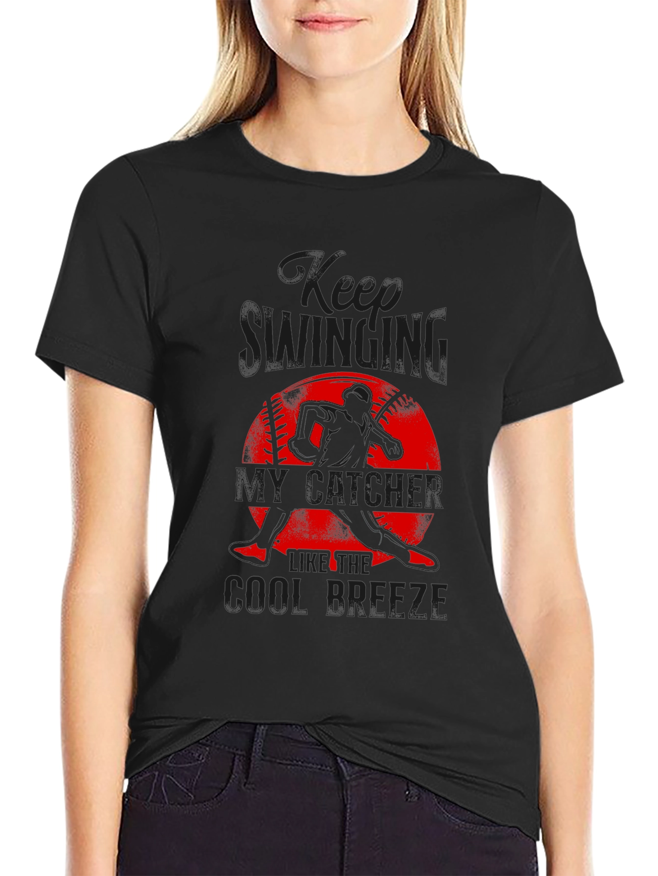 Keep Swinging My Catcher Baseball Graphic T-Shirt