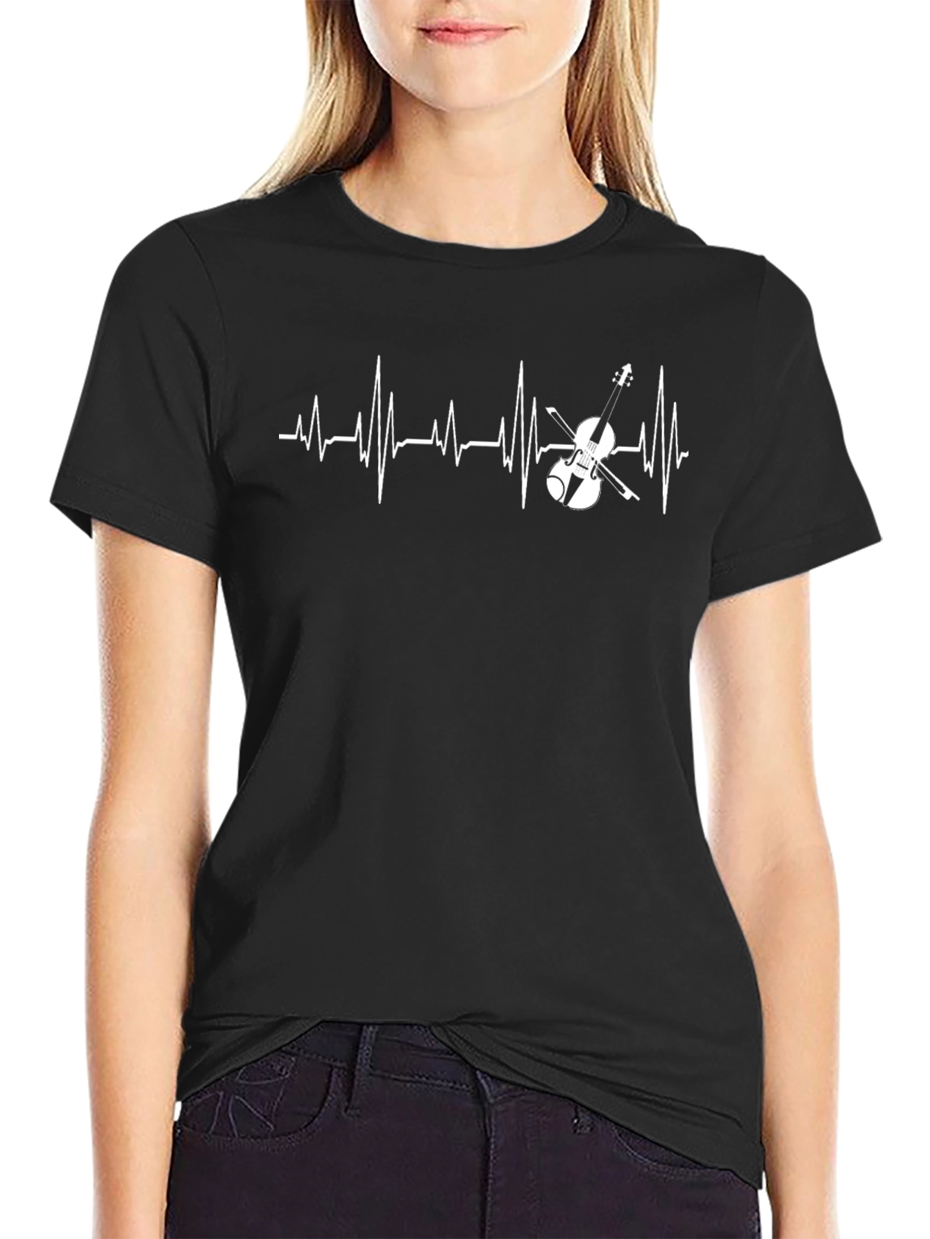 Violin Heartbeat Graphic Tee - Musicians T-Shirt