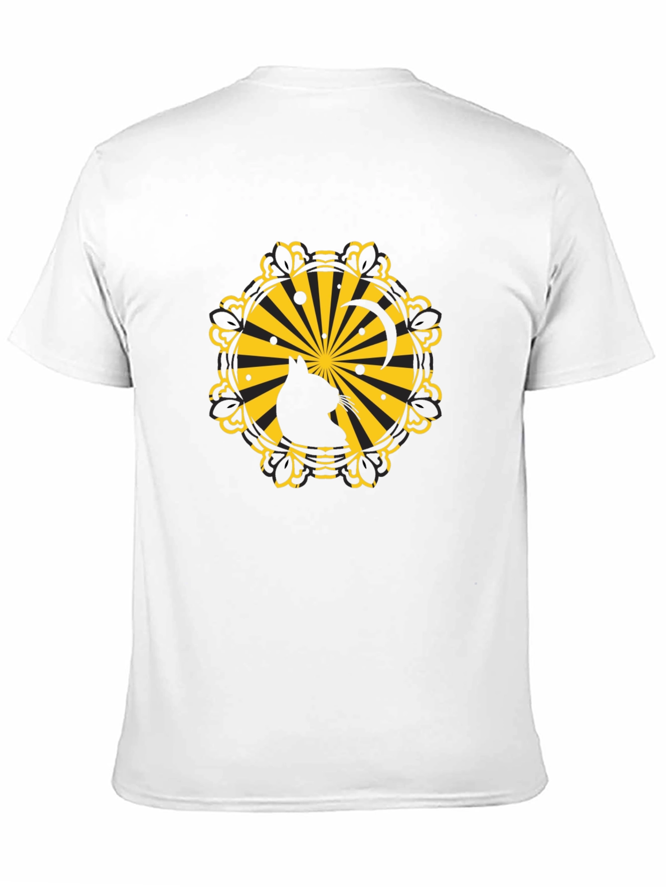 Silhouette Cat Sunburst Graphic Black T-Shirt