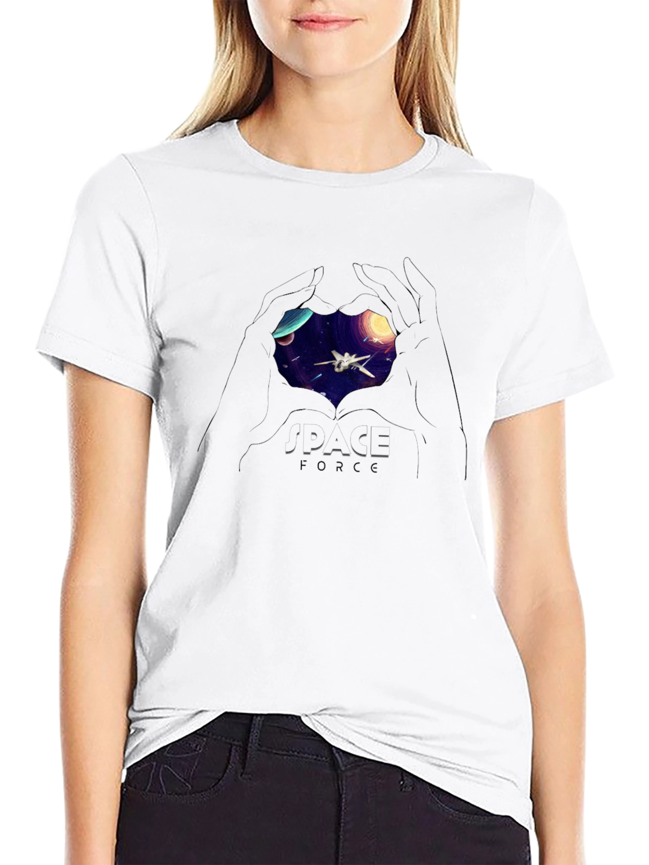 Space Force Graphic T-Shirt - Sci-Fi Heart Design