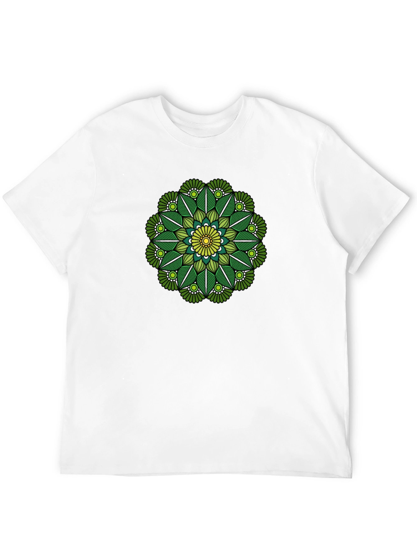 Green Mandala Graphic Tee - Stylish Black T-Shirt