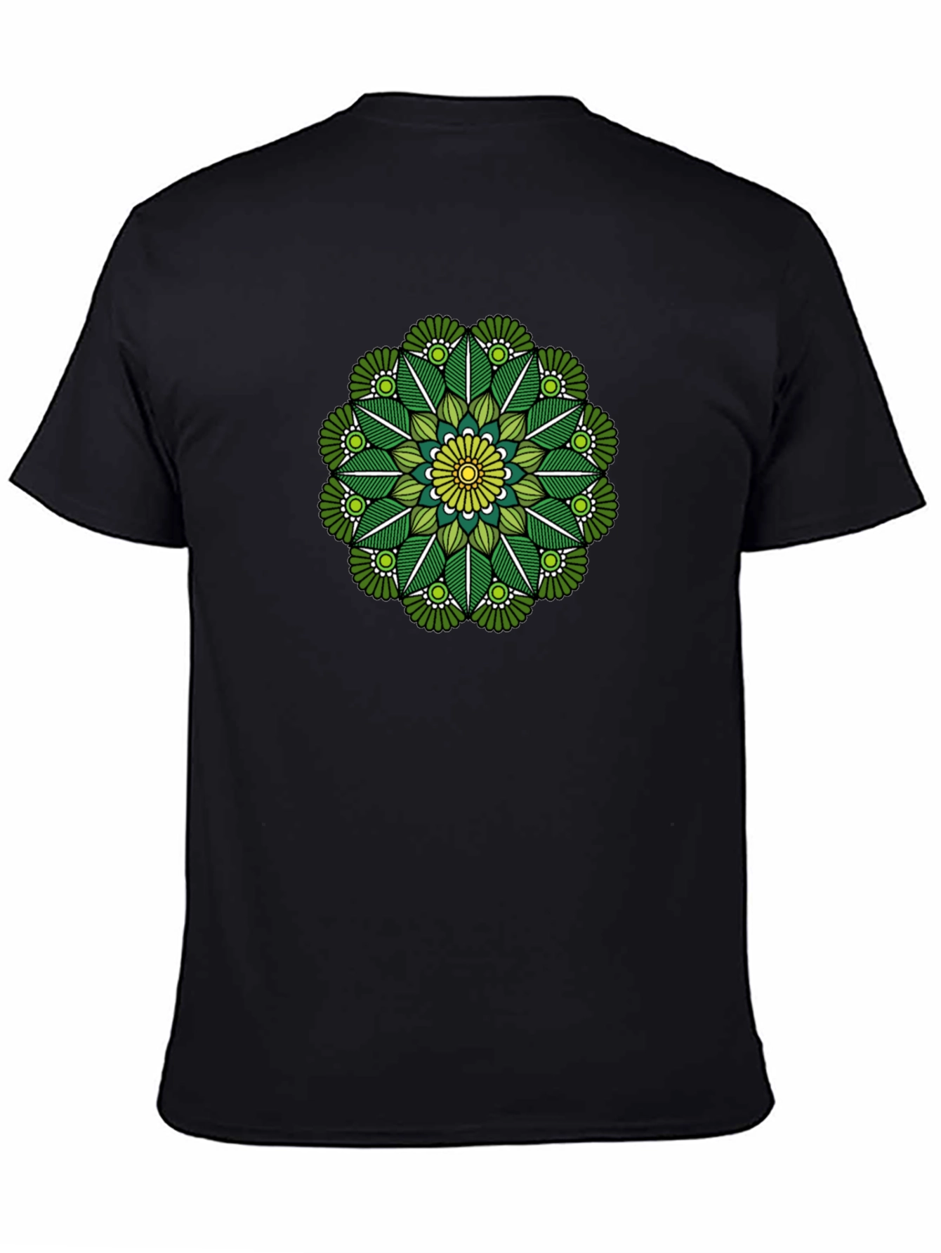 Green Mandala Graphic Tee - Stylish Black T-Shirt