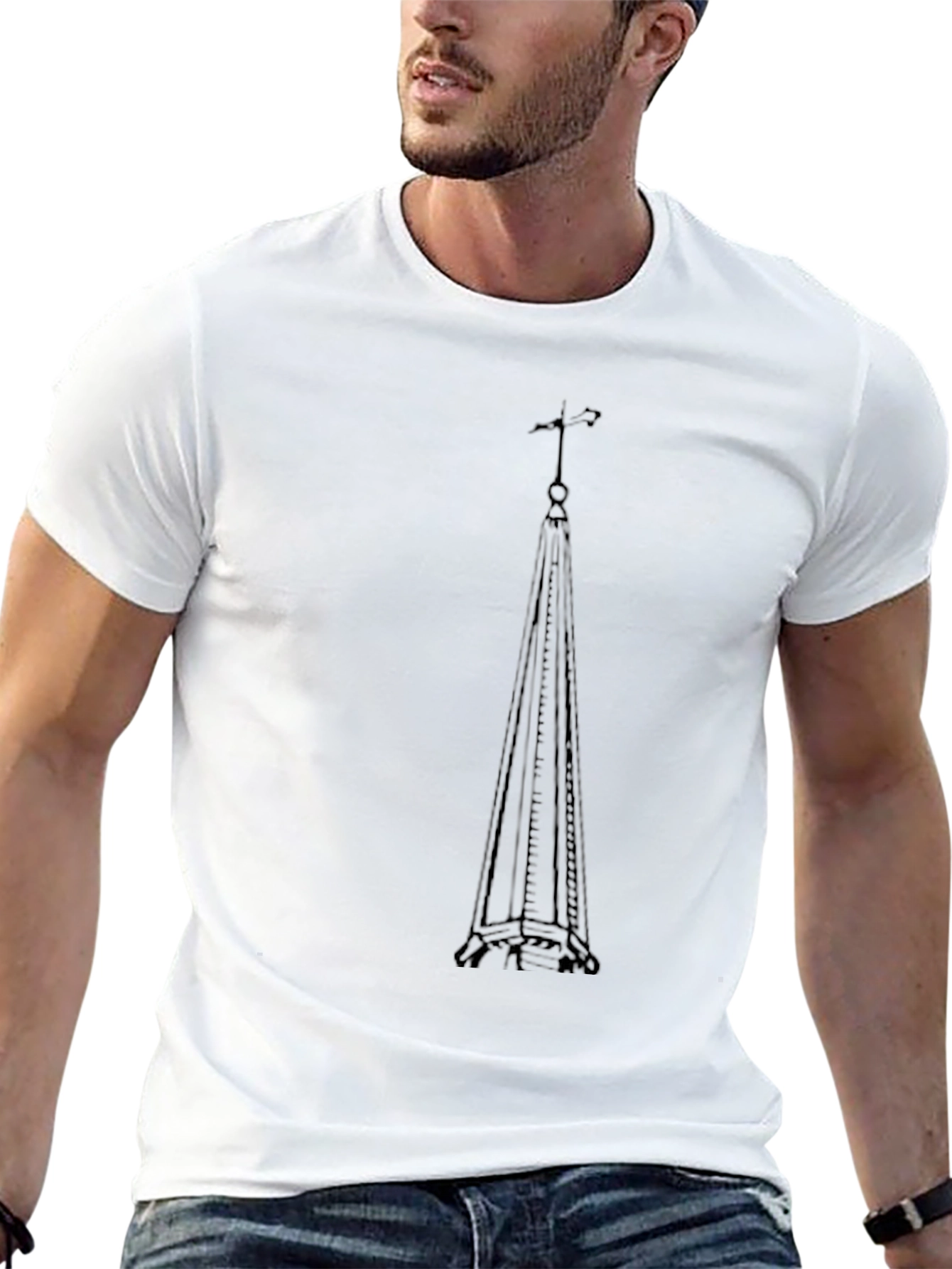 Eiffel Tower Silhouette Graphic Tee - Black Cotton Blend