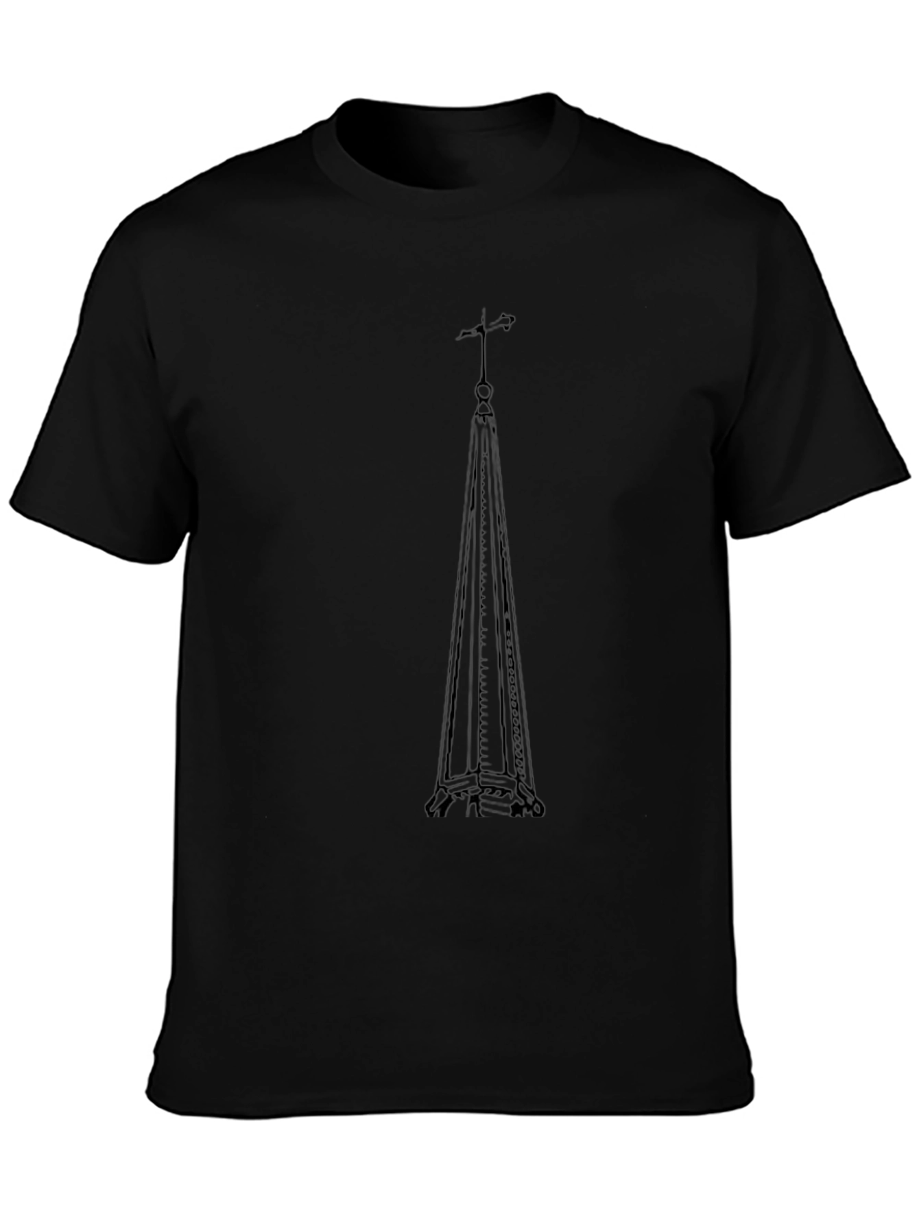 Eiffel Tower Silhouette Graphic Tee - Black Cotton Blend