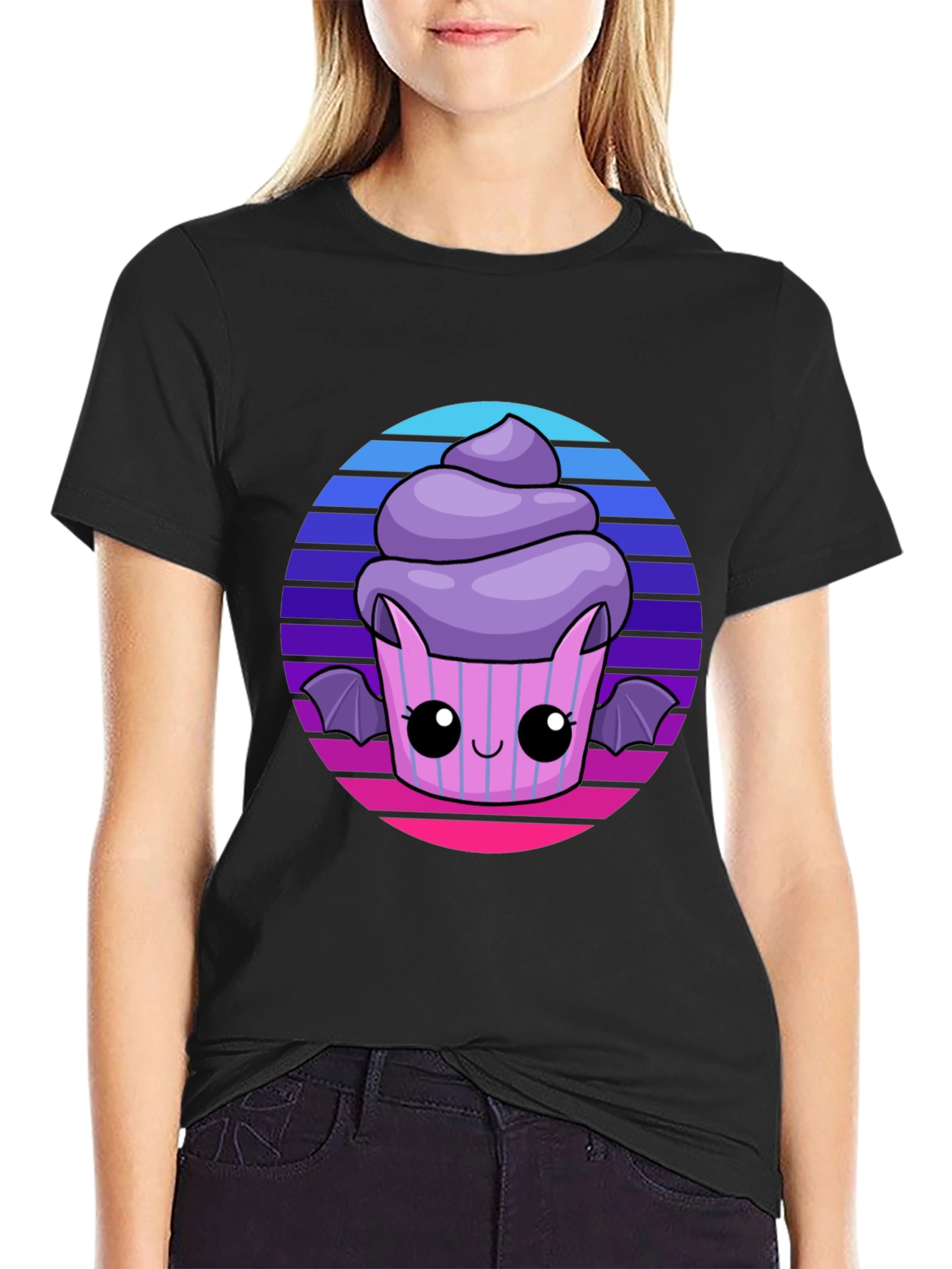 Cute Spooky Bat Cupcake Tee - Fun Halloween Shirt