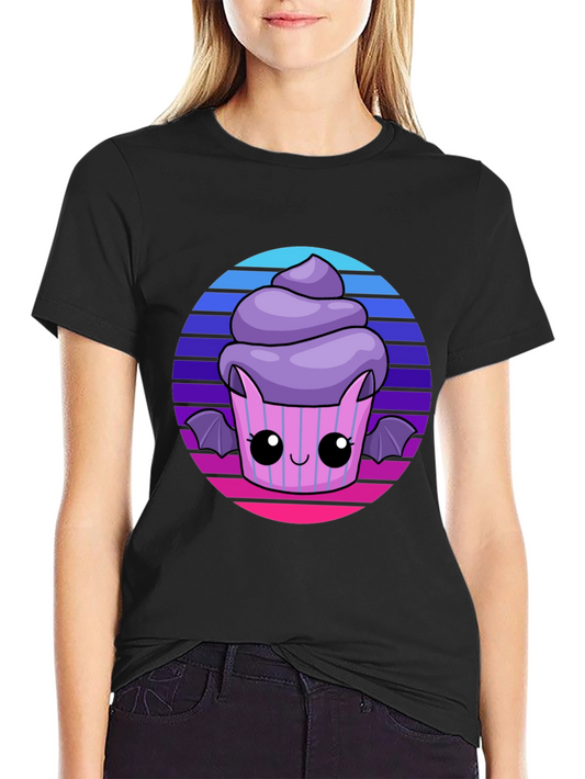 Cute Spooky Bat Cupcake Tee - Fun Halloween Shirt