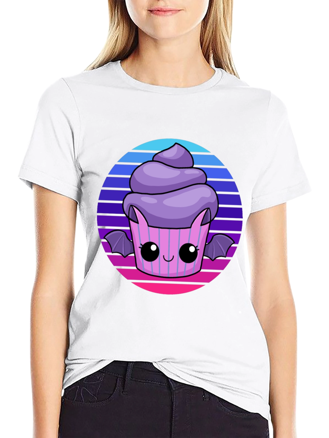 Cute Spooky Bat Cupcake Tee - Fun Halloween Shirt