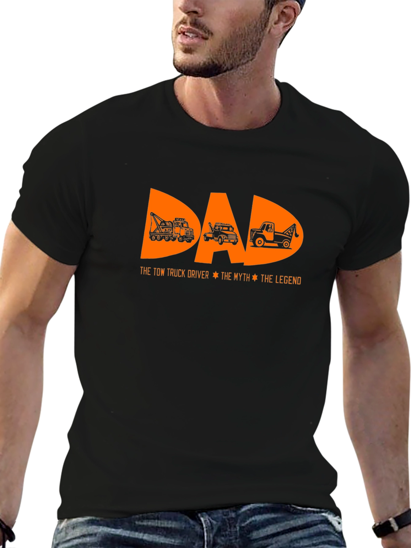 DAD Tow Truck Driver T-Shirt Black