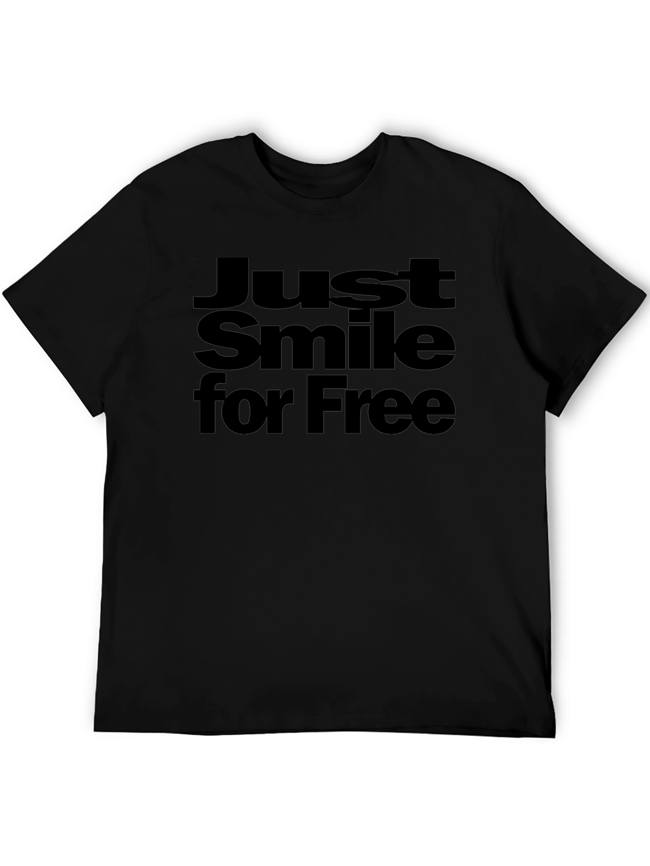 Just Smile for Free Black Graphic Tee Shirt