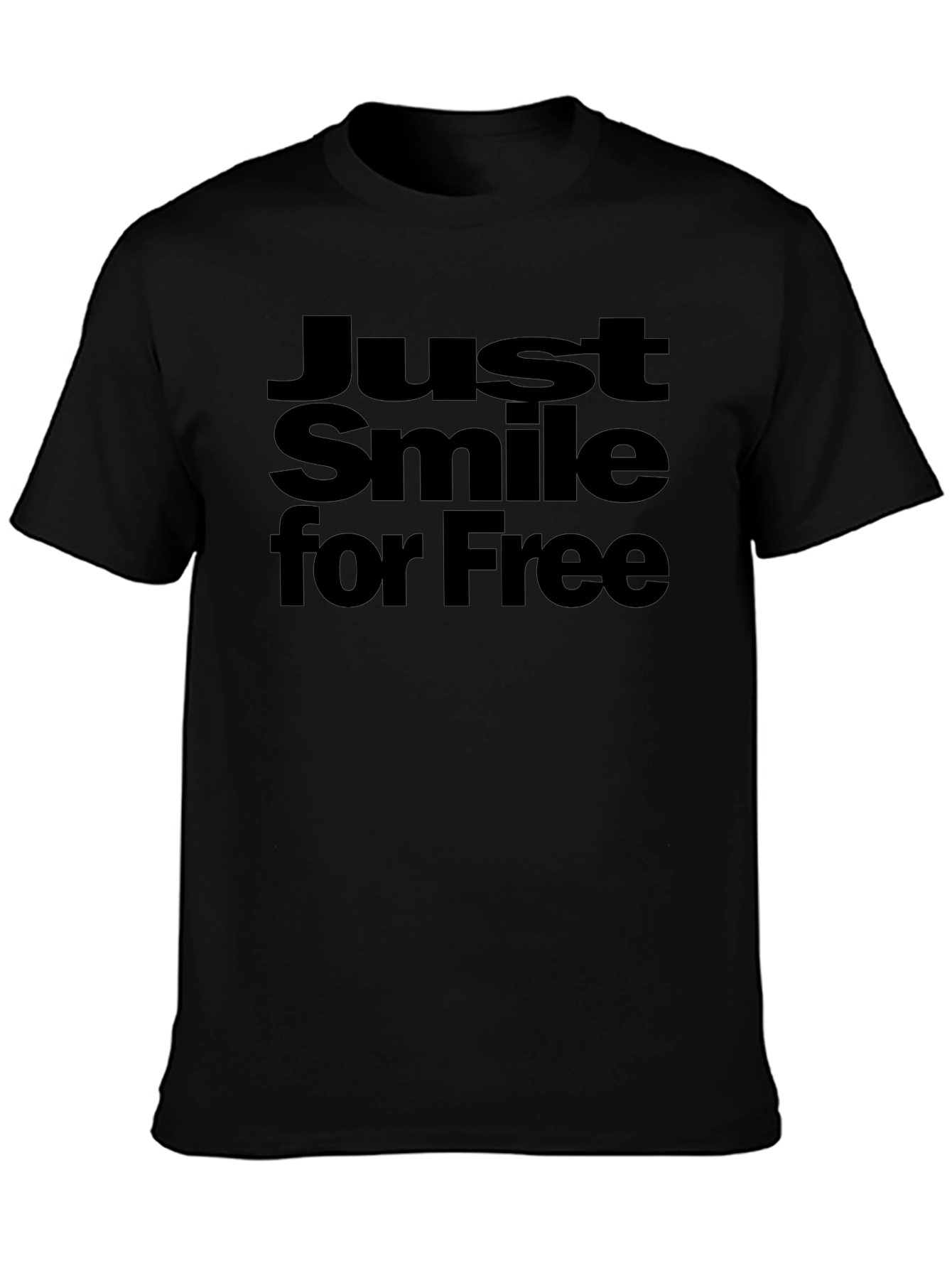 Just Smile for Free Black Graphic Tee Shirt