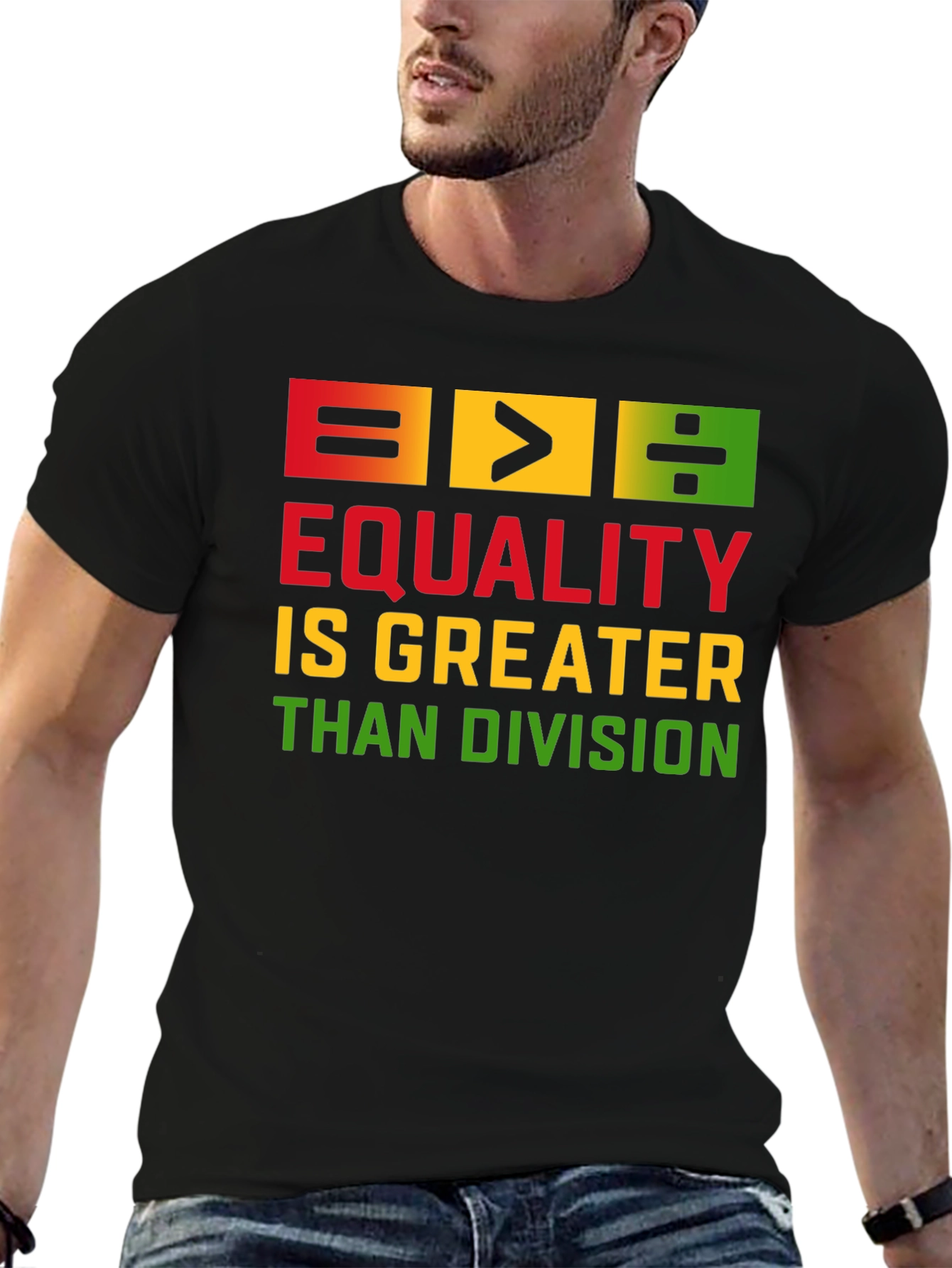 Equality Is Greater Than Division Black T-Shirt