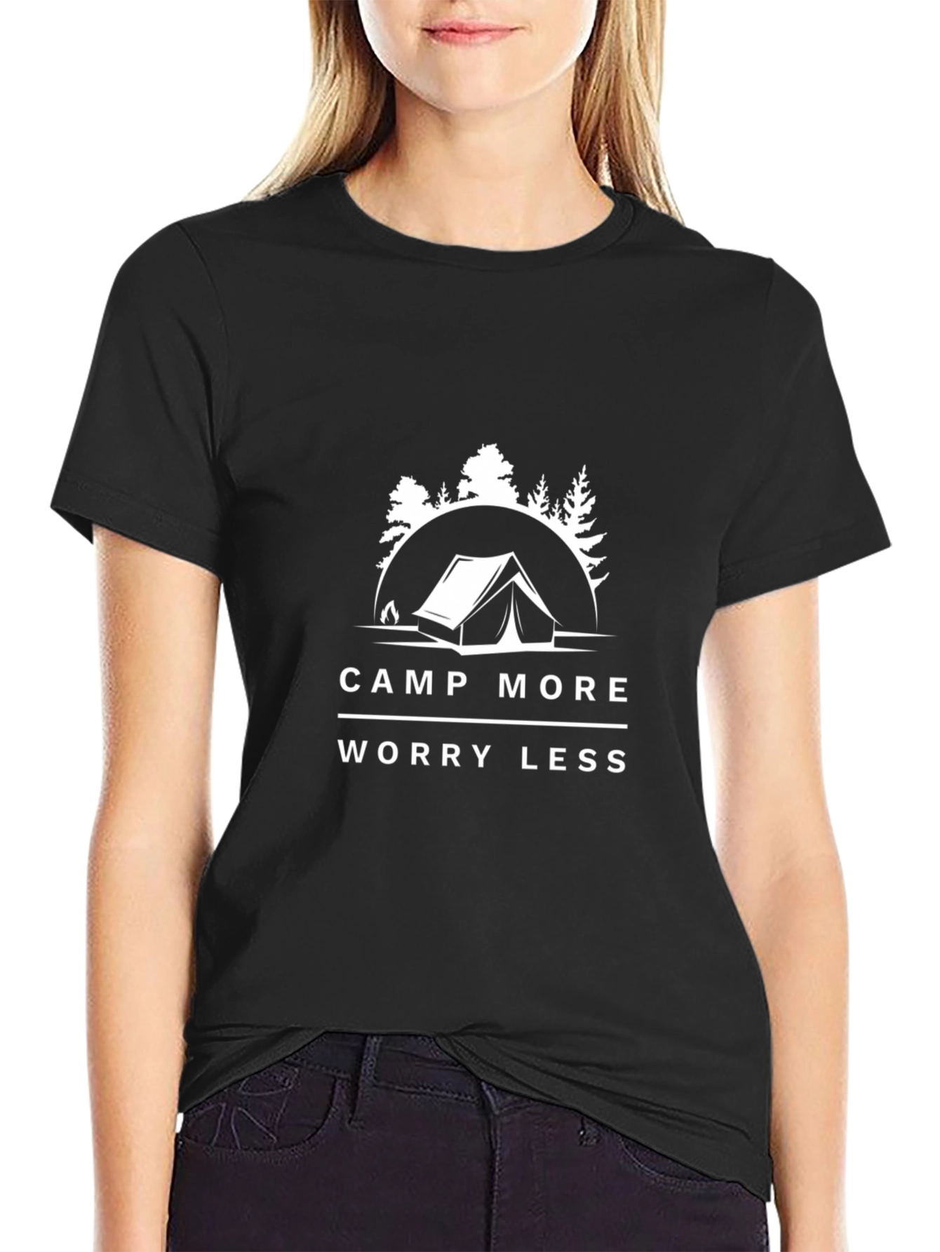 Camp More Worry Less T-Shirt - Black