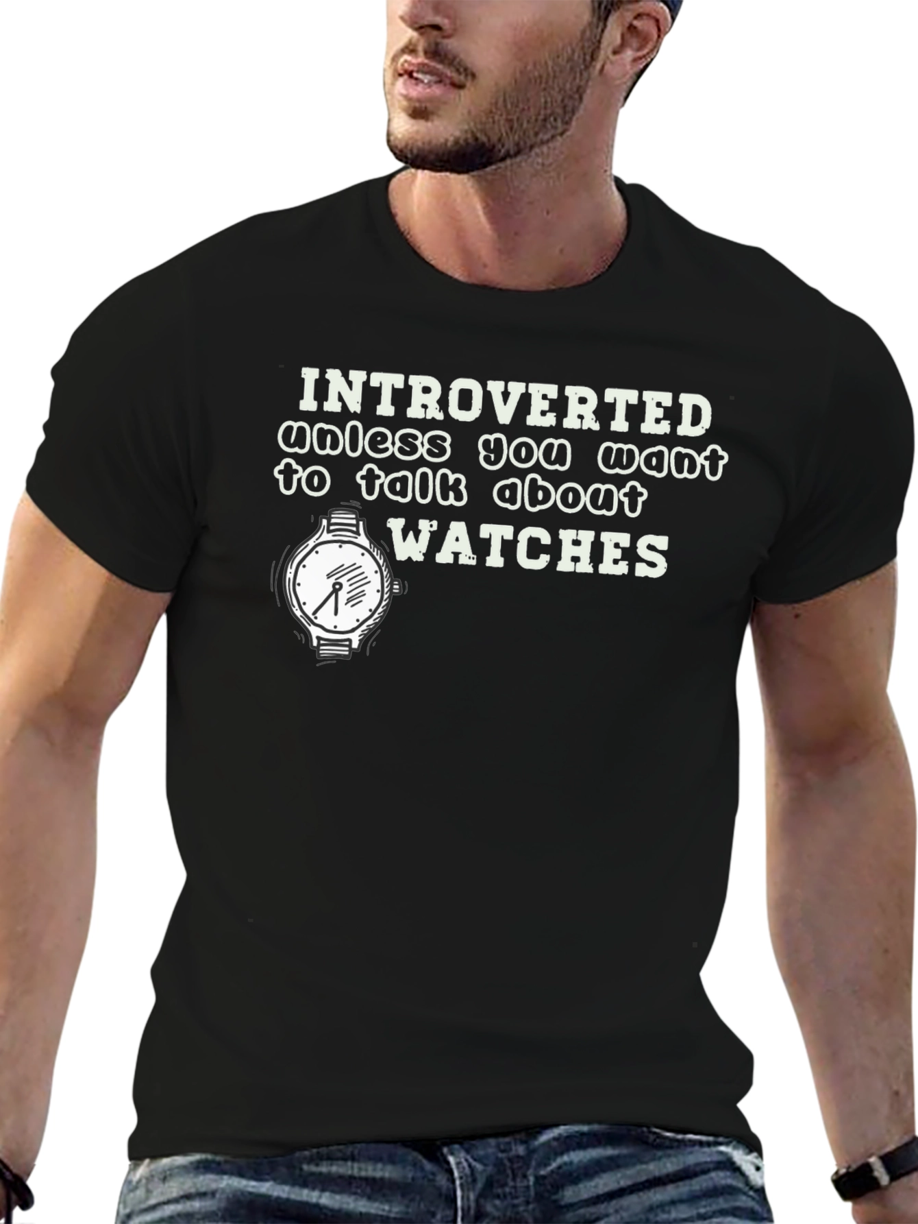 Introverted Watches Graphic Tee - Black Cotton T-Shirt